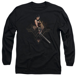 AN OFFCIALLY LICENSED BATMAN V SUPERMAN CITY GIRL MEN'S LONG SLEEVE T-SHIRT BLACK