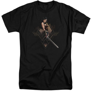 AN OFFCIALLY LICENSED BATMAN V SUPERMAN CITY GIRL MEN'S TALL FIT T-SHIRT BLACK