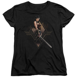 AN OFFCIALLY LICENSED BATMAN V SUPERMAN CITY GIRL WOMEN'S REGULAR FIT T-SHIRT BLACK