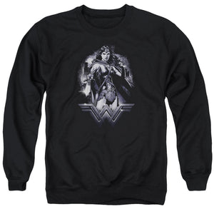AN OFFCIALLY LICENSED BATMAN VS SUPERMAN RAINY NIGHT ADULT UNISEX CREWNECK SWEATSHIRT BLACK