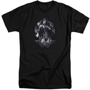 AN OFFCIALLY LICENSED BATMAN VS SUPERMAN RAINY NIGHT MEN'S TALL FIT T-SHIRT BLACK