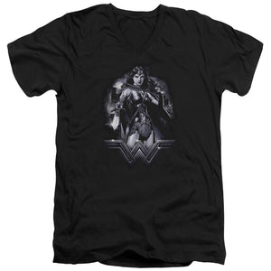 AN OFFCIALLY LICENSED BATMAN VS SUPERMAN RAINY NIGHT MEN'S V-NECK T-SHIRT BLACK