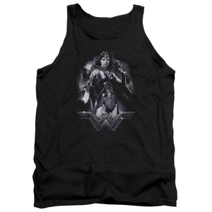 AN OFFCIALLY LICENSED BATMAN VS SUPERMAN RAINY NIGHT ADULT UNISEX TANK TOP BLACK