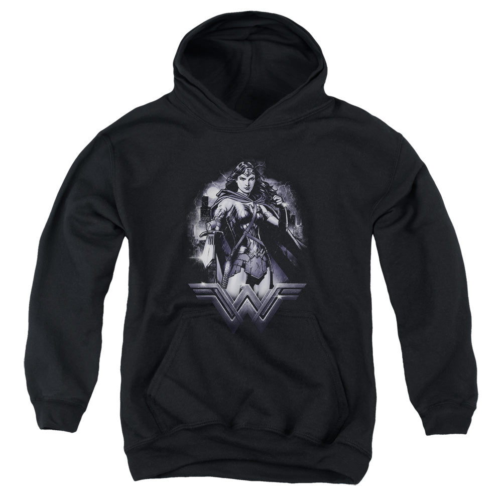 AN OFFCIALLY LICENSED BATMAN VS SUPERMAN RAINY NIGHT YOUTH HOODIE BLACK