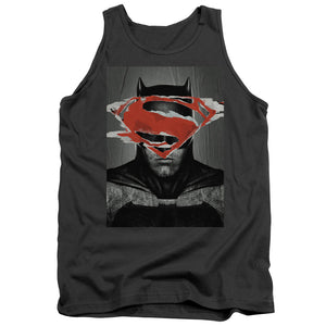 AN OFFCIALLY LICENSED BATMAN VS SUPERMAN BATMAN POSTER ADULT UNISEX TANK TOP CHARCOAL