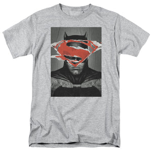 AN OFFCIALLY LICENSED BATMAN VS SUPERMAN BATMAN POSTER MEN'S REGULAR FIT T-SHIRT ATHLETIC HEATHER