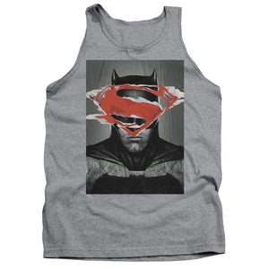 AN OFFCIALLY LICENSED BATMAN VS SUPERMAN BATMAN POSTER ADULT UNISEX TANK TOP ATHLETIC HEATHER