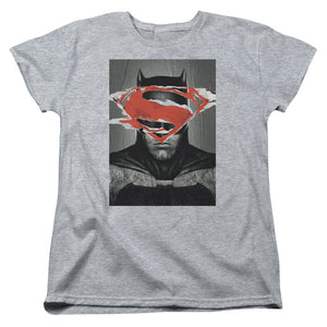 AN OFFCIALLY LICENSED BATMAN VS SUPERMAN BATMAN POSTER WOMEN'S REGULAR FIT T-SHIRT ATHLETIC HEATHER