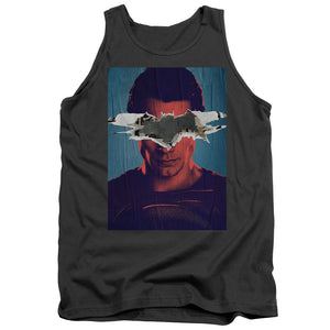 AN OFFCIALLY LICENSED BATMAN VS SUPERMAN SUPERMAN POSTER ADULT UNISEX TANK TOP CHARCOAL