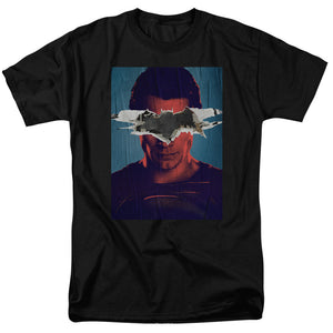 AN OFFCIALLY LICENSED BATMAN VS SUPERMAN SUPERMAN POSTER MEN'S REGULAR FIT T-SHIRT BLACK