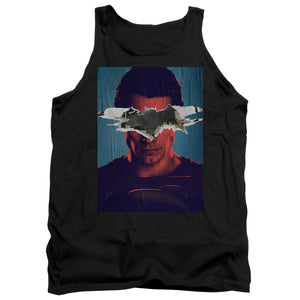 AN OFFCIALLY LICENSED BATMAN VS SUPERMAN SUPERMAN POSTER ADULT UNISEX TANK TOP BLACK