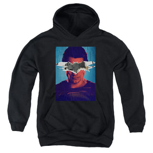 AN OFFCIALLY LICENSED BATMAN VS SUPERMAN SUPERMAN POSTER YOUTH HOODIE BLACK