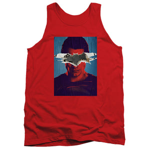 AN OFFCIALLY LICENSED BATMAN VS SUPERMAN SUPERMAN POSTER ADULT UNISEX TANK TOP RED