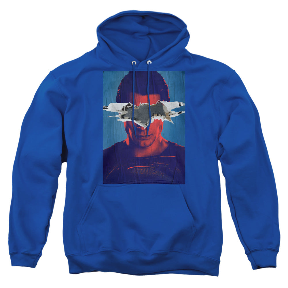 AN OFFCIALLY LICENSED BATMAN VS SUPERMAN SUPERMAN POSTER ADULT UNISEX PULLOVER HOODIE ROYAL