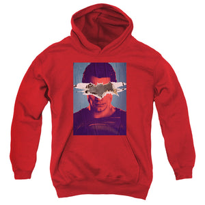 AN OFFCIALLY LICENSED BATMAN VS SUPERMAN SUPERMAN POSTER YOUTH HOODIE ROYAL
