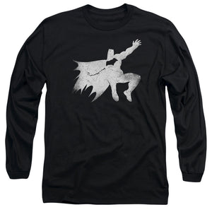AN OFFCIALLY LICENSED BATMAN V SUPERMAN KNIGHT SILHOUETTE MEN'S LONG SLEEVE T-SHIRT BLACK