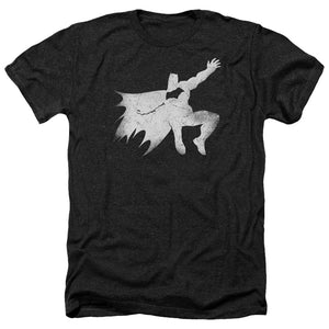 AN OFFCIALLY LICENSED BATMAN V SUPERMAN KNIGHT SILHOUETTE MEN'S HEATHER T-SHIRT CHARCOAL