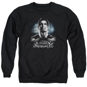 AN OFFCIALLY LICENSED BATMAN V SUPERMAN UNEQUALED ADULT UNISEX CREWNECK SWEATSHIRT BLACK