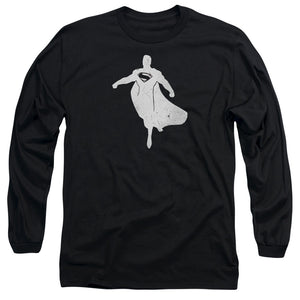 AN OFFCIALLY LICENSED BATMAN V SUPERMAN SUPERMAN SILHOUETTE MEN'S LONG SLEEVE T-SHIRT BLACK