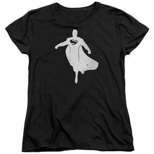 AN OFFCIALLY LICENSED BATMAN V SUPERMAN SUPERMAN SILHOUETTE WOMEN'S REGULAR FIT T-SHIRT BLACK