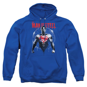AN OFFCIALLY LICENSED BATMAN V SUPERMAN SUPER SPRAY ADULT UNISEX PULLOVER HOODIE ROYAL