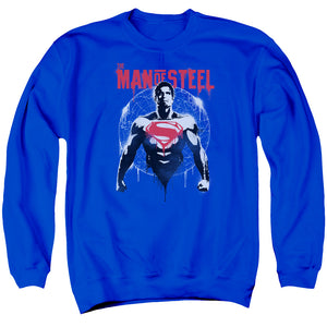AN OFFCIALLY LICENSED BATMAN V SUPERMAN SUPER SPRAY ADULT UNISEX CREWNECK SWEATSHIRT ROYAL