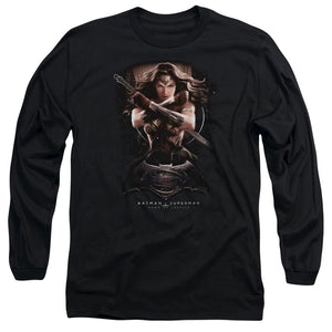 AN OFFCIALLY LICENSED BATMAN V SUPERMAN WW GROUND ZERO MEN'S LONG SLEEVE T-SHIRT BLACK