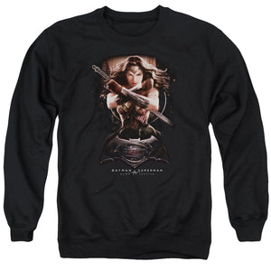 AN OFFCIALLY LICENSED BATMAN V SUPERMAN WW GROUND ZERO ADULT UNISEX CREWNECK SWEATSHIRT BLACK