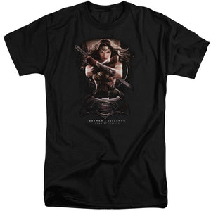 AN OFFCIALLY LICENSED BATMAN V SUPERMAN WW GROUND ZERO MEN'S TALL FIT T-SHIRT BLACK