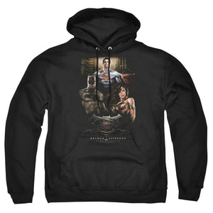 AN OFFCIALLY LICENSED BATMAN V SUPERMAN THRE THREE ADULT UNISEX PULLOVER HOODIE BLACK