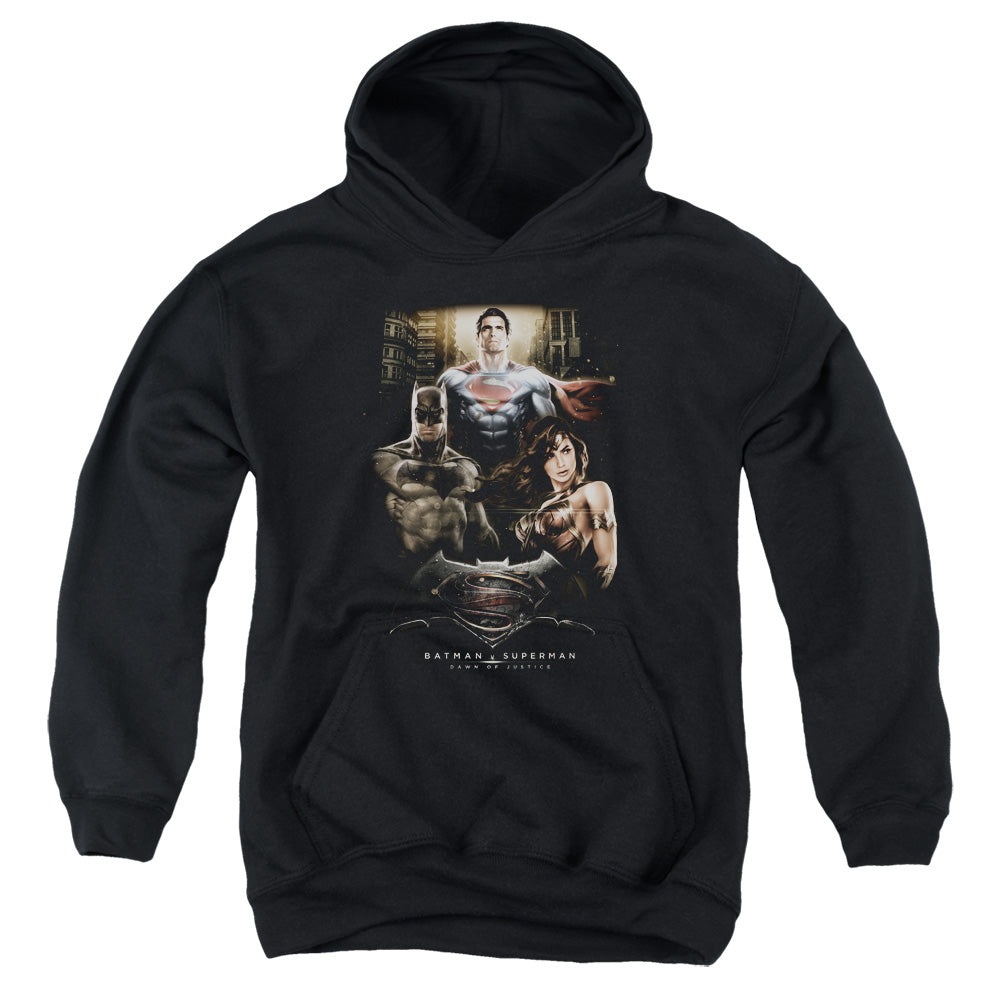 AN OFFCIALLY LICENSED BATMAN V SUPERMAN THRE THREE YOUTH HOODIE BLACK