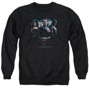 AN OFFCIALLY LICENSED BATMAN V SUPERMAN THE CREW ADULT UNISEX CREWNECK SWEATSHIRT BLACK