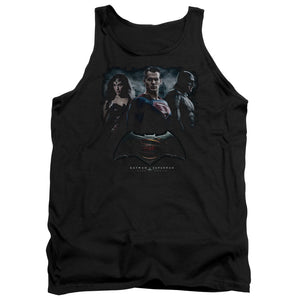 AN OFFCIALLY LICENSED BATMAN V SUPERMAN THE CREW ADULT UNISEX TANK TOP BLACK