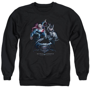 AN OFFCIALLY LICENSED BATMAN V SUPERMAN TEAM UP ADULT UNISEX CREWNECK SWEATSHIRT BLACK
