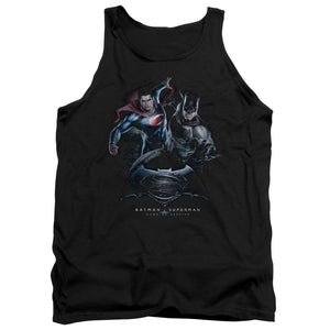 AN OFFCIALLY LICENSED BATMAN V SUPERMAN TEAM UP ADULT UNISEX TANK TOP BLACK