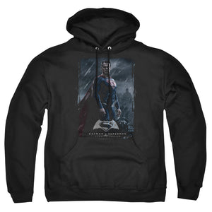 AN OFFCIALLY LICENSED BATMAN V SUPERMAN SUPE POSTER ADULT UNISEX PULLOVER HOODIE BLACK