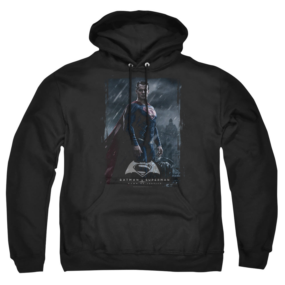 AN OFFCIALLY LICENSED BATMAN V SUPERMAN SUPE POSTER ADULT UNISEX PULLOVER HOODIE BLACK