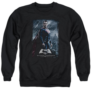 AN OFFCIALLY LICENSED BATMAN V SUPERMAN SUPE POSTER ADULT UNISEX CREWNECK SWEATSHIRT BLACK