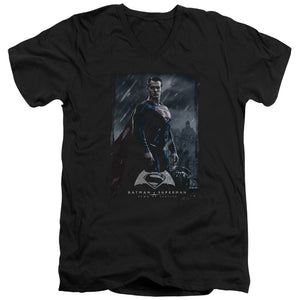 AN OFFCIALLY LICENSED BATMAN V SUPERMAN SUPE POSTER MEN'S V-NECK T-SHIRT BLACK