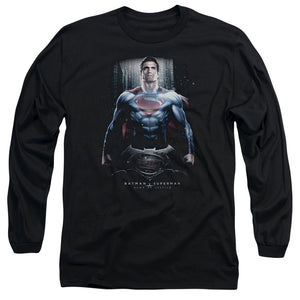 AN OFFCIALLY LICENSED BATMAN V SUPERMAN SUPE GROUND ZERO MEN'S LONG SLEEVE T-SHIRT BLACK