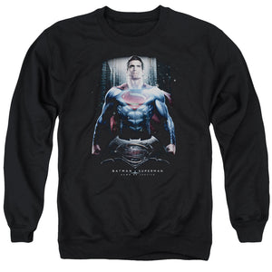 AN OFFCIALLY LICENSED BATMAN V SUPERMAN SUPE GROUND ZERO ADULT UNISEX CREWNECK SWEATSHIRT BLACK