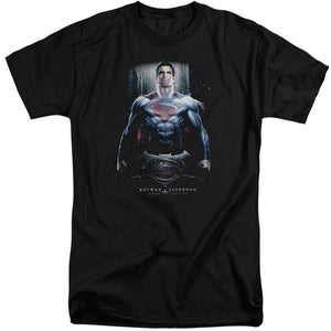 AN OFFCIALLY LICENSED BATMAN V SUPERMAN SUPE GROUND ZERO MEN'S TALL FIT T-SHIRT BLACK