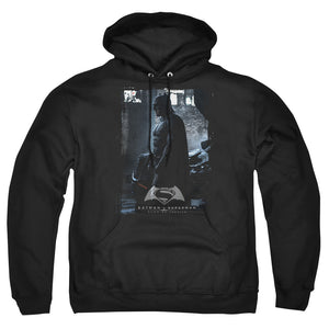 AN OFFCIALLY LICENSED BATMAN V SUPERMAN BAT POSTER ADULT UNISEX PULLOVER HOODIE BLACK