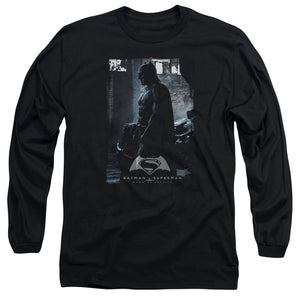 AN OFFCIALLY LICENSED BATMAN V SUPERMAN BAT POSTER MEN'S LONG SLEEVE T-SHIRT BLACK