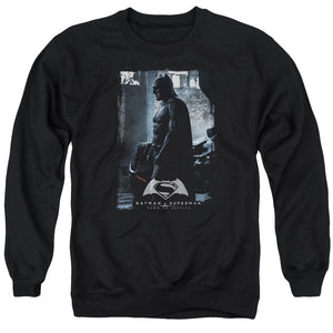AN OFFCIALLY LICENSED BATMAN V SUPERMAN BAT POSTER ADULT UNISEX CREWNECK SWEATSHIRT BLACK