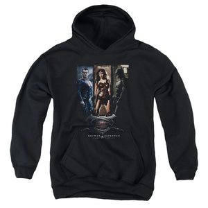 AN OFFCIALLY LICENSED BATMAN V SUPERMAN 3 PHASES YOUTH HOODIE BLACK