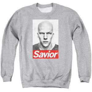 AN OFFCIALLY LICENSED BATMAN V SUPERMAN SAVIOR ADULT UNISEX CREWNECK SWEATSHIRT ATHLETIC HEATHER