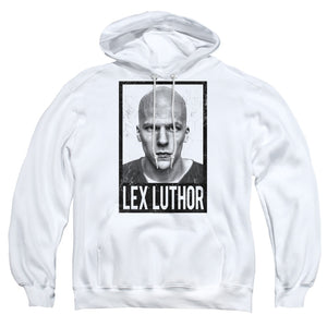 AN OFFCIALLY LICENSED BATMAN V SUPERMAN LUTHOR ADULT UNISEX PULLOVER HOODIE WHITE