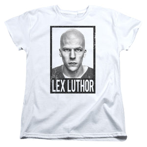 AN OFFCIALLY LICENSED BATMAN V SUPERMAN LUTHOR WOMEN'S REGULAR FIT T-SHIRT WHITE