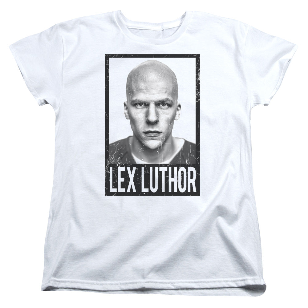 AN OFFCIALLY LICENSED BATMAN V SUPERMAN LUTHOR WOMEN'S REGULAR FIT T-SHIRT WHITE